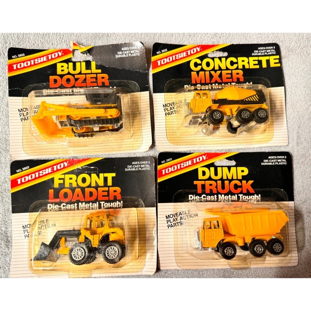 Vntg. 1987 TOOTSIETOY Lot of‎ 4 Die-Cast Construction Vehicles Toy Trucks 4"